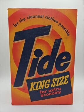 Vintage NOS Tide Laundry Detergent 5 Lb 3 3/4oz King Size Box RARE 1950's-1960's